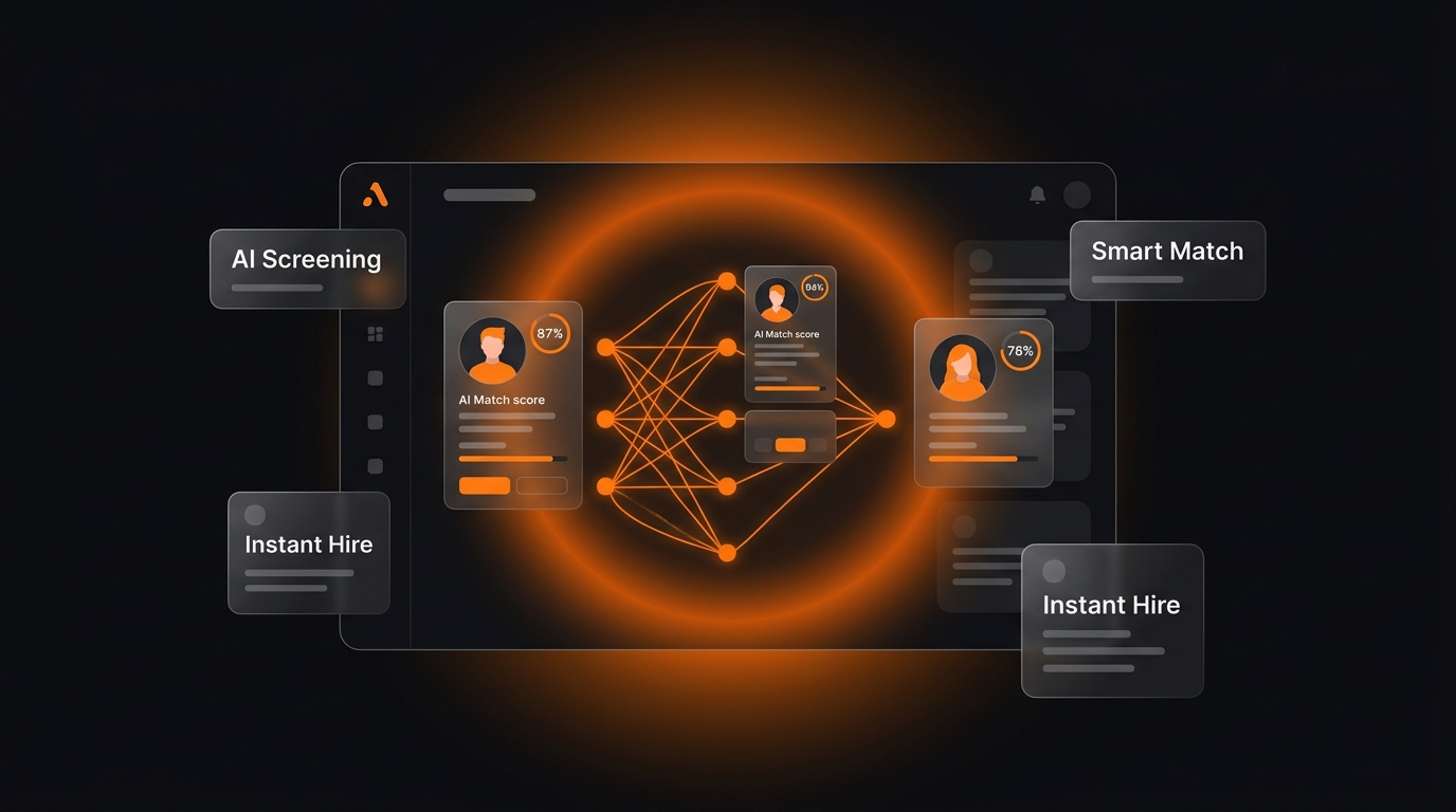 KeyHire AI Hiring Dashboard — Candidate profiles with AI match scores